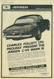 "Charles Follett Ltd proudly present the C-V8 Mk III", Motor 7/1965