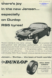 "There's Joy in the new Jensen... Especially on Dunlop RS5 Tyres", Motor 7/1965