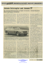 Automobil Revue vom 10/1966 "Jensen Interceptor und Jensen FF" von Dr. Stüper