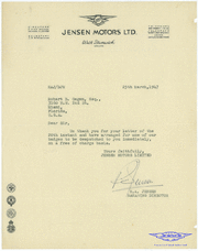 Brief von Richard Jensen von 1947
